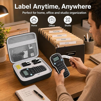 PAIYULE Case Compatible with DYMO Label Maker LabelManager 160/280 Portable Label Maker, Tag Printer Storage Organizer for AC Adapter, Tape Cartirdges and More Accessories(Box Only) Gray