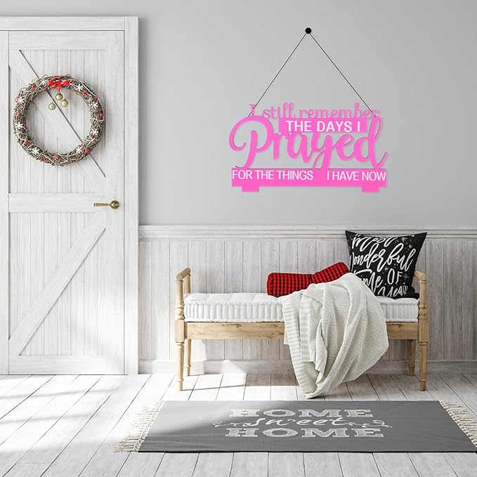 Jetec I Still Remember The Days I Prayed Sign Inspirational Table Blessed Signs Motivational Decor Farmhouse Table Home Centerpieces Faith Wooden Shelf for Living Room Office (Pink Style)