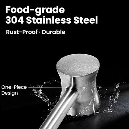 304 Stainless Steel Meat Tenderizer Mallet, Dual Side Meat Hammer Chicken Pounder, Heavy Duty Meat Beater for Steak and Beef, Meat Pounder Kitchen Cooking Mallet Dishwasher Safe