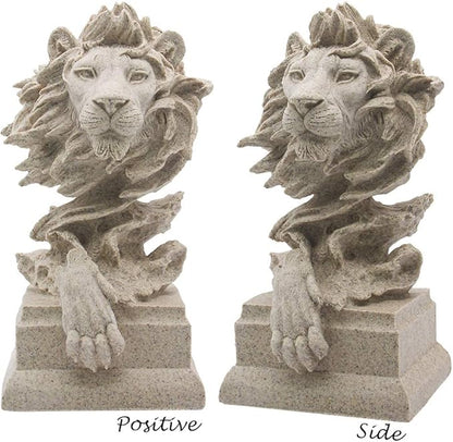 H&W Sandstone Lion - The King of Beasts - Statue Decoration for Home/Study/Living Room, Great Collectible Figurines, Best Gift for The Man, Sandstone Color (HH17-D2)
