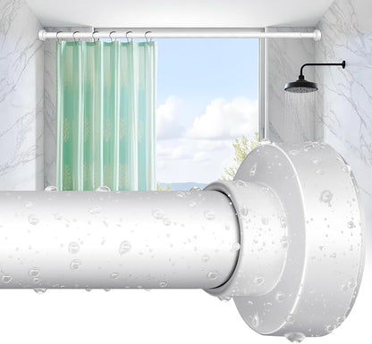 YNL Tension Shower Curtain Rod 34-66 Inch, Adjustable Spring Tension Curtain Rod No Drilling, Non-Slip, Never Rust, Stainless Steel, for Small Window Laundry Door Entryway,White
