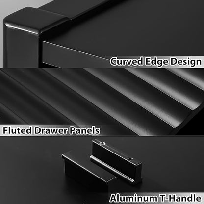 Black 4 Drawer Dresser, Modern Chest of Drawers for Bedroom, Wood Storage Dresser Organizer with Deep Drawers for Clothes, Nightstand for Bedroom, Hallway, Living Room, Entryway