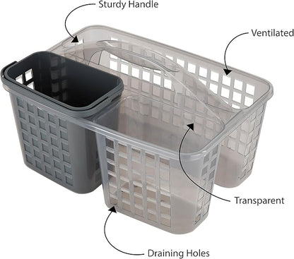 Bath Bliss 2 in 1 Portable, Bathroom Shower Caddy for Shampoo, Conditioner, Soap, and Cosmetics, in Grey Bath Tote (26118-GREY)