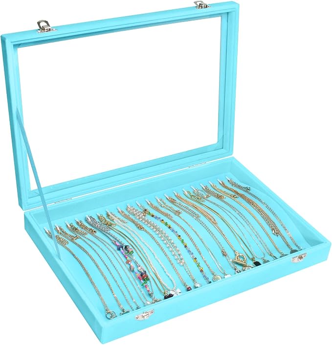 Vicoter Velvet Necklace Display Jewelry Tray 20 Hook Necklace Tray Necklace Pendant Jewelry Tray for Women and Girls