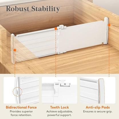 Lifewit 5" High 9 Pack Drawer Dividers, 11.5"-18.5" Adjustable Deep Drawer Organizer Clothes, Expandable White Plastic Separators for Dresser, Kitchen, Cabinet, Nursery, Office Organization & Storage