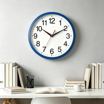 Rohioue Wall Clock Modern 8 Inch Battery Operated Silent Non Ticking Small Analog Clock Decorative for Bedroom Kitchen Bathroom Office Home (Blue)