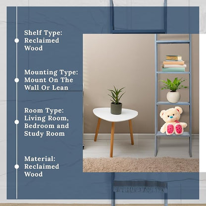 BARNWOODUSA Throw Blanket Ladder – Fully Assembled Reclaimed Wood – Rustic Decorative Ladder for Towels, Quilts, & More – Perfect Farmhouse Decor for Bathroom, Porch, or Living Room,5ft.