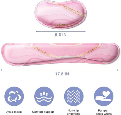 Hoewina Keyboard Wrist Rest,Ergonomic Wrist Rest,Superfine Fabric and Gel Memory Foam Wrist Pad for Computer Keyboard for Easy Typing & Pain Relief, Suitable for Office, Family, Outdoor, Pink Marle