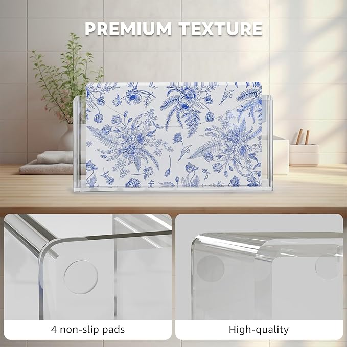 Acrylic Napkin Holder, Clear Waterproof Vertical Guest Towel Holder for Dining Table, Disposable Hand Towels Tray for Bathroom/Hotel/Kitchen