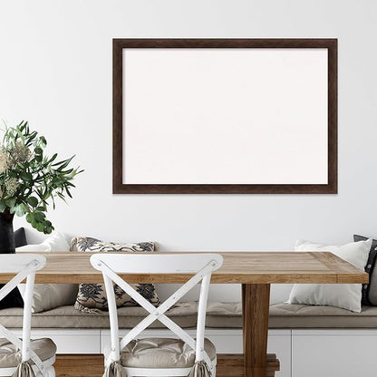 Amanti Art White Cork Board for Wall, 27x39 Vision Board with Brown Wood Frame, Large Corkboard Office Decor for Home Organization, Casual Corkboard Pinboard to display items for home organization