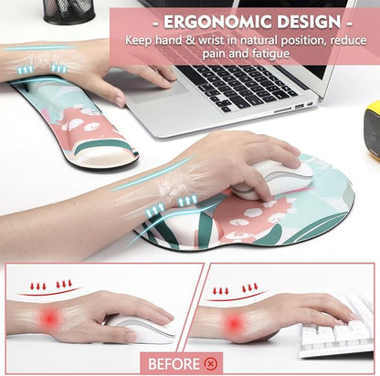 Mouse Pad and Keyboard Wrist Rest - Colorful Wrist Rest for Computer, Ergonomic Mouse Pad & Keyboard Pad, Memory Foam Wrist Support for Comfy Typing
