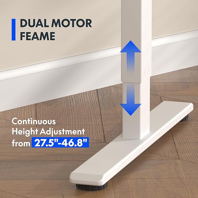 FLEXISPOT E3 Bamboo Dual Motor Electric Standing Desk 55 x 28 Sit Stand Up Desk, Holds 220 lbs, Adjustable Height w/ Memory Presets, Solid Bamboo Desktop & White Frame, Ships in 2 Boxes