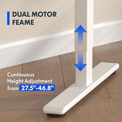 FLEXISPOT E3 Dual Motor Electric Standing Desk 55 x 28 Sit Stand Up Desk, Holds 220 lbs, Adjustable Height w/Memory Presets, One-Piece White Desktop & White Frame, Ships in 2 Boxes