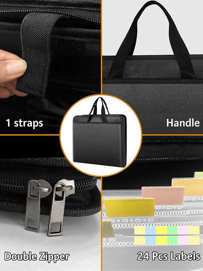 onvvippiv Important Document Organizer Folio Accordion File Organizer Fireproof Expanding File Folder Storage Box with Zipper Labels 13 Pockets for Business Office Receipt Travel