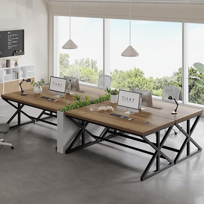 IBF Rustic Office Desk Table, Industrial Long Wood Computer Desk for Home Office, Modern Large Wide Simple Pc Gaming Workstation Executive Writing Desks Big Table for Work Study, Rustic Oak, 60 Inch