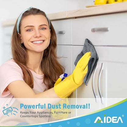 AIDEA Microfiber Cleaning Cloth-800PK, Soft Microfiber Towels for Cars, Absorbent Cleaning Rags, Lint-Free Streak-Free Wash Cloths for House, Kitchen, Window(12in.x12in), Grey