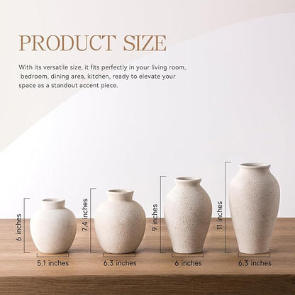 Vanselia Ceramic Flower Vase Home Decor - Large Tall Farmhouse Table Vases Rustic Vintage Living Room Kitchen Bedroom Decorations for House Book Shelf Office Coffee Desk Dining Fireplace (12" Rustic)