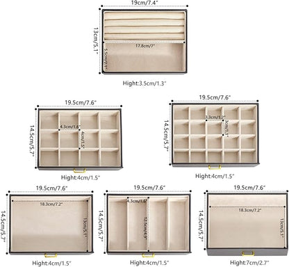 AKOZLIN Large Jewelry Box Organizer Functional Lockable with Big Mirror, Leather Jewelry Storage Case for Women Girls Ring Necklace Earring Bracelet Holder Organizer