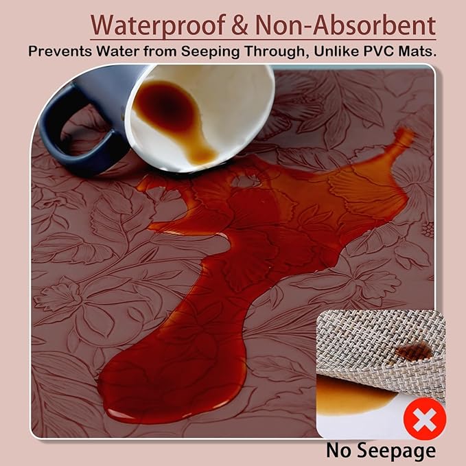 SolaraDawn Faux Leather Placemats Set of 4 Dark Burgundy for Christmas & Valentine's Day, 17" × 12" Waterproof & Heat-Resistant Dining Place Mats, Easy Wash Clean, Wipeable & Anti-Slip Table Mats