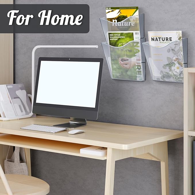 10 Pack Acrylic Wall Pocket File Holders Single Pocket Wall Mount File Organizer Hanging Mail Magazines Organizers for Office Home Classroom(Transparent Black)