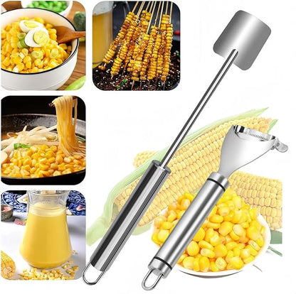 2 Pcs Corn Peeler for Corn on the Cob, Stainless Steel Corn Cob Stripper and Kernel Remover Tool