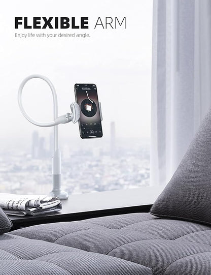 Lamicall Phone Holder, Gooseneck Mount, Compatible with 4-7'' Smartphones and Desktops, Adjustable Arm and Non-Slip Base, Easy to Install and Use