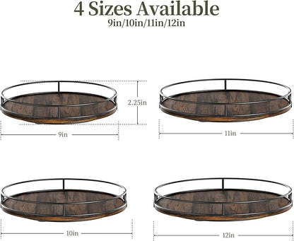 LAMU 12'' Lazy Susan Organizer for Table Top,Wooden Lazy Susan Turntable for Cabinet,Kitchen,Spice Organization,Bathroom Vanity,Rotating Pantry Storage for Table Decor