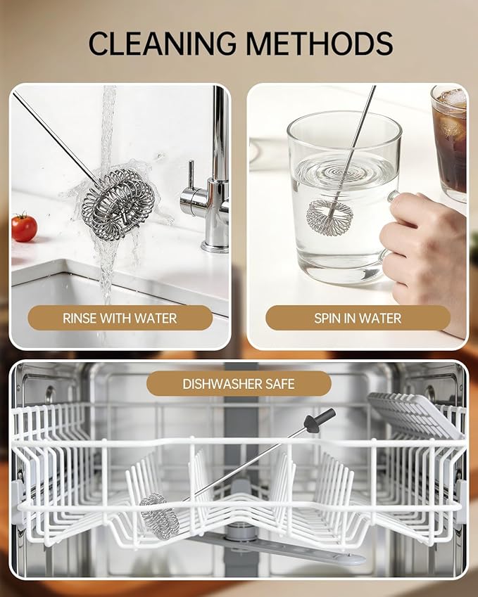 CIRCLE JOY Rechargeable Milk Frother Handheld with Stand, Dual Spring Whisk Electric Foam Maker, Detachable Hand Frother Wand Drink Mixer for Lattes, Cappuccino, Macchiato, Hot Chocolate, Silver