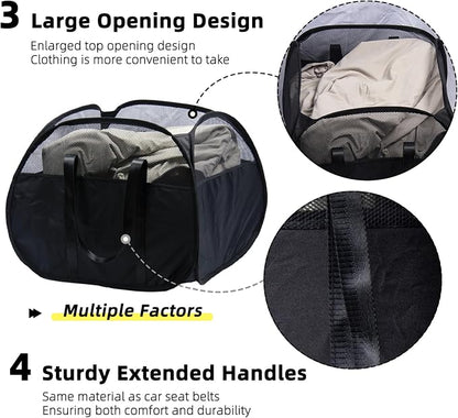 Collapsible Laundry Basket, 90L Foldable Pop-up Laundry Hamper with Reinforced Handles, Tear Proof Mesh Dirty Clothes Hamper for Laundry (Black, 2PCS)