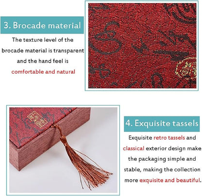 MIAO JIN 6 Pieces Retro style Square Tassel Jewelry Boxes Set Small Travel Gift Organizer, Portable Traditional Bracelet Jewelry Earring Packaging Case for Valentine Day Anniversary Birthday Gift