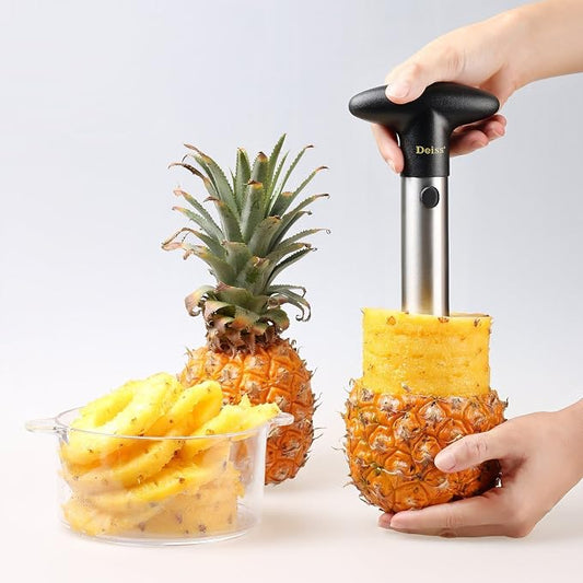 Deiss PRO Pineapple Corer — 2 in 1 Stainless Steel Pineapple Cutter Tool & Corer Tool Kitchen - Pineapple Corer And Slicer Tool - Fruit Cutter Tool, Pineapple Slicer And Corer - Dishwasher Safe