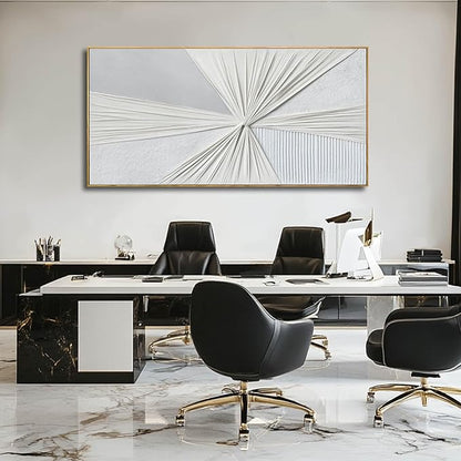 LEVERUP Large Abstract Wall Art White Wall Decorations for Living Room Office Hotel Modern Artwork Home Decor 29x58 Inches Ready to Hang