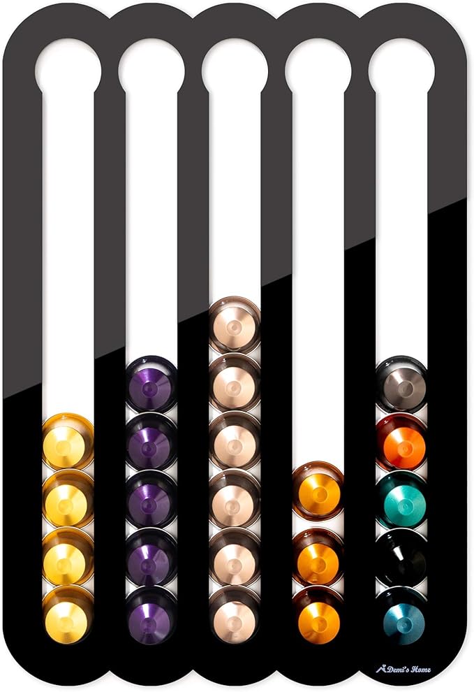 Demi's Home Magnetic Coffee Pod Holder for Nespresso Original Capsules - Suitable to be Mounted on the Fridge (Black)