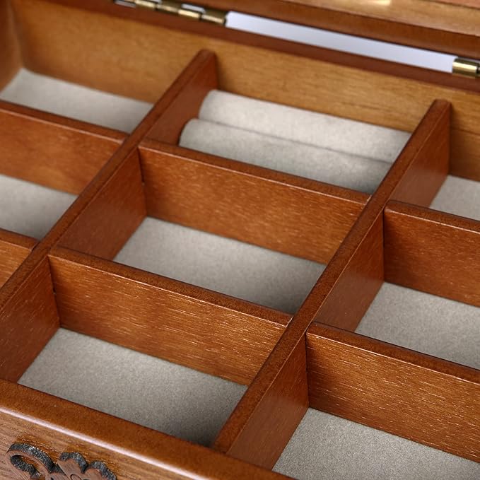 Changsuo Wooden Jewelry Box for Women with, Drawers, Small Jewelry Storage Organizer