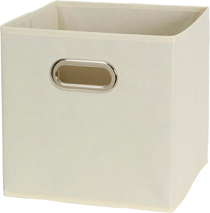 Household Essentials 82-1 Foldable Fabric Storage Bins |Set of 6 Cubby Cubes with Handles | Natural (Pack of 6)
