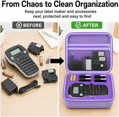 Case Compatible with DYMO Label Maker LabelManager 160/280 Portable Label Maker, Label Printer Storage Organizer for AC Adapter, Tape Cartirdges and More Accessories(Box Only) (Purple)