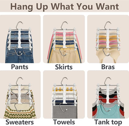 Skirt Hangers Pants Hangers Space Saving with Clips - 2 Pack - Space Saving Metal Closet Organizer for Shorts, Skirts, and Pants - Closet Organizer and Storage for Pants Jeans Skirts Legging