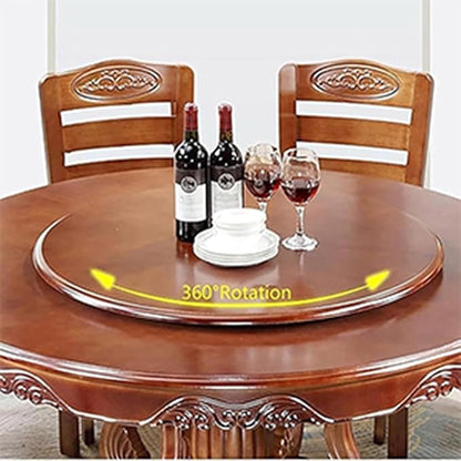 Large Lazy Susan Turntable 24 inch Wooden Round Tray Rotating for Dining Table Top Centerpiece Silent Smooth SpinBy Hand Kitchen Turntable Organizer, Easy to Clean Black