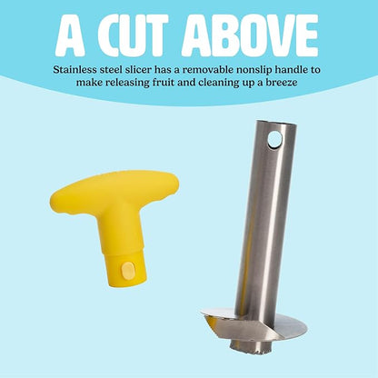 Tasty Pineapple Slicer, Stainless Steel with Non-Slip Handle, Cores & Slices Pineapples into Even Rings in Seconds, Easy to Use, Yellow