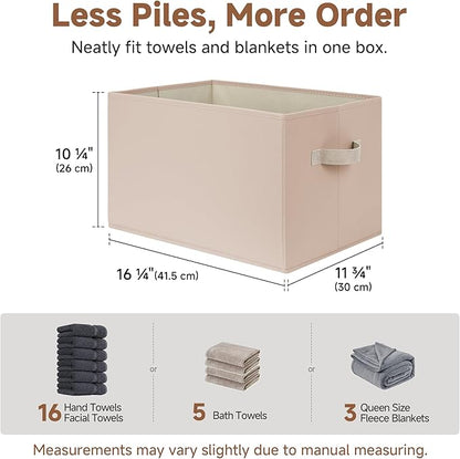 StorageWorks Storage Baskets for Shelves, Foldable Fabric Closet Storage Bins with Handles, Fabric Storage Bins Clothes Organizer, Light Brown, 3-Pack, Extra Large