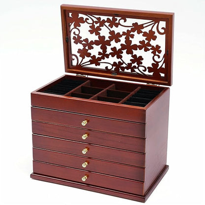 6-layer Jewelry Box Organizer,Lucky Four Leaf Clover Rustic Wooden Jewelry Boxes & Organizers,Jewelry Storage for Rings Earrings Necklaces Bracelets Christmas New Year Gift