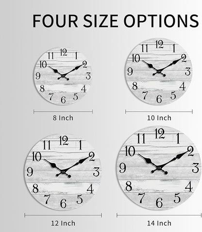 Wall Clock Battery Operated 8 Inch Gray Silent Non Ticking Country Rustic Design Vintage Retro Decorative for Bathroom Kitchen Bedroom