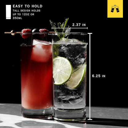 LEMONSODA Premium Highball 12oz/15oz Glass Sets - Elegant Tom Collins Glasses - Tall Water Drinking Glasses - Bar Glassware for Mojito, Whiskey, Cocktail (12oz, Set of 48)
