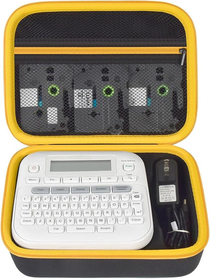 Case Compatible with Brother P-Touch PTD220 210 Home/Office Everyday Label Maker, Storage Holder Carrying Organizer for Label Tapes, AC Adapter, Charging Cables (Box Only) -Yellow Zipper
