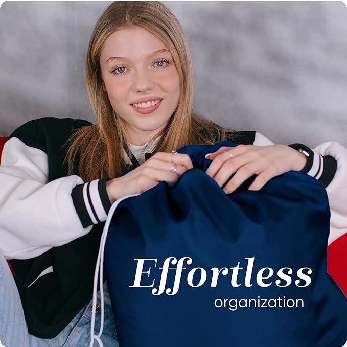 Nylon XL Laundry Bag - Locking Drawstring Closure and Machine Washable. These Bags will Fit a Laundry Basket or Hamper and Strong Enough to Carry up to Three Loads of Clothes (Navy Blue, 30" x 40")