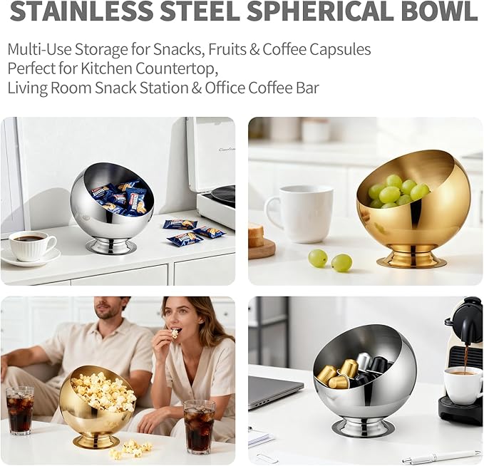 Coffee Pod Holder - Large Capacity Metal K Cup serve for Nespresso Pod Storage Container with Silver Finish, Multi-Use Creamer & Candy Bowl for Countertop, Coffee Bar Accessories(Silver)