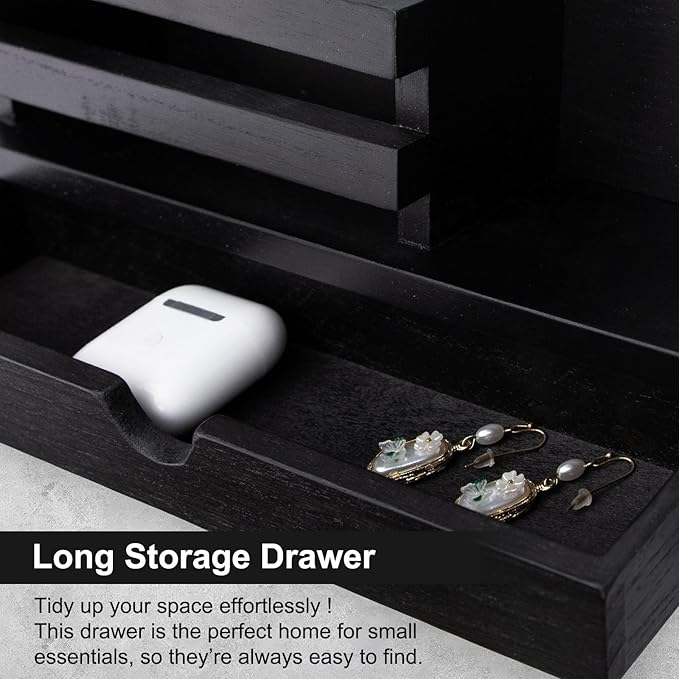 Key Holder Wall Mount, Mail Holder with Storage Drawer and 5 Key Hooks for Coat, Dog Leash, Home Decor Rack, House Accessories, Entry Way Organizer