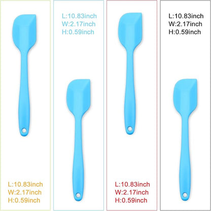 Silicone Spatula 4-piece Set, Heat-Resistant Non-stick Rubber Spatulas with Stainless Steel Core, Blue