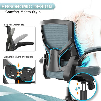 Ergonomic Office Desk Chair with Waterfall Seat and S-Shaped Back for Lower Back & Leg Pressure Relief, Comfortable for 8+ Hours Sitting