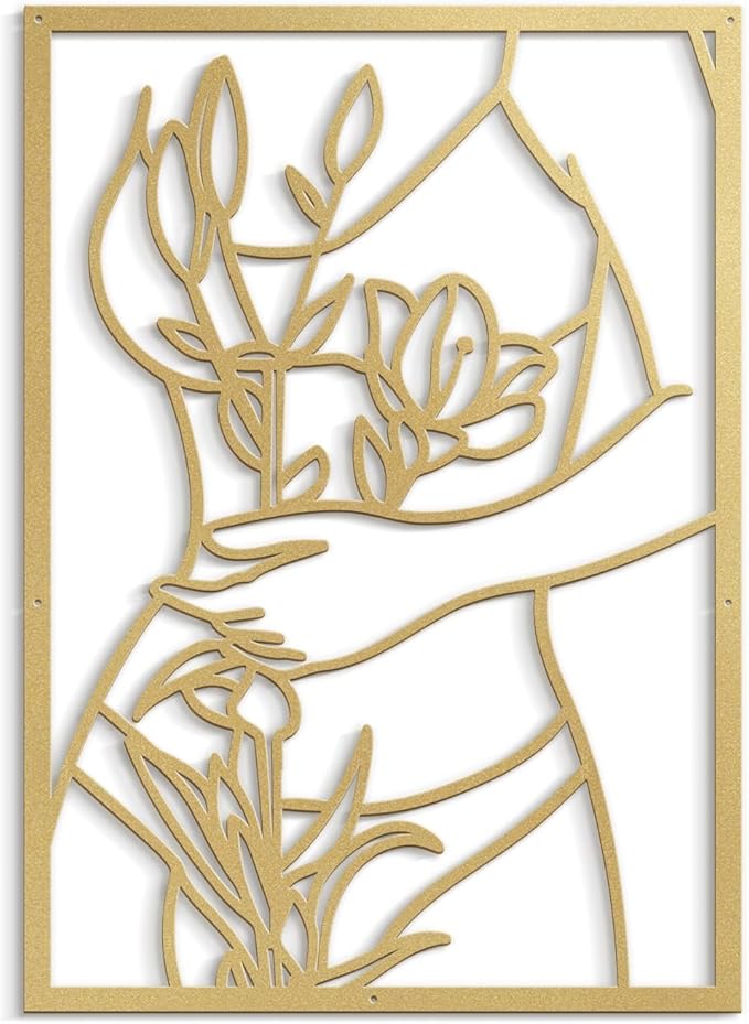 SIGNLEADER Metal Wall Art Decor Women Body Line Modern Abstract Wall Sculpture Hangings Home Decoration for Living Room, Bedroom, Bathroom, Kitchen, Outdoor - 30" Gold